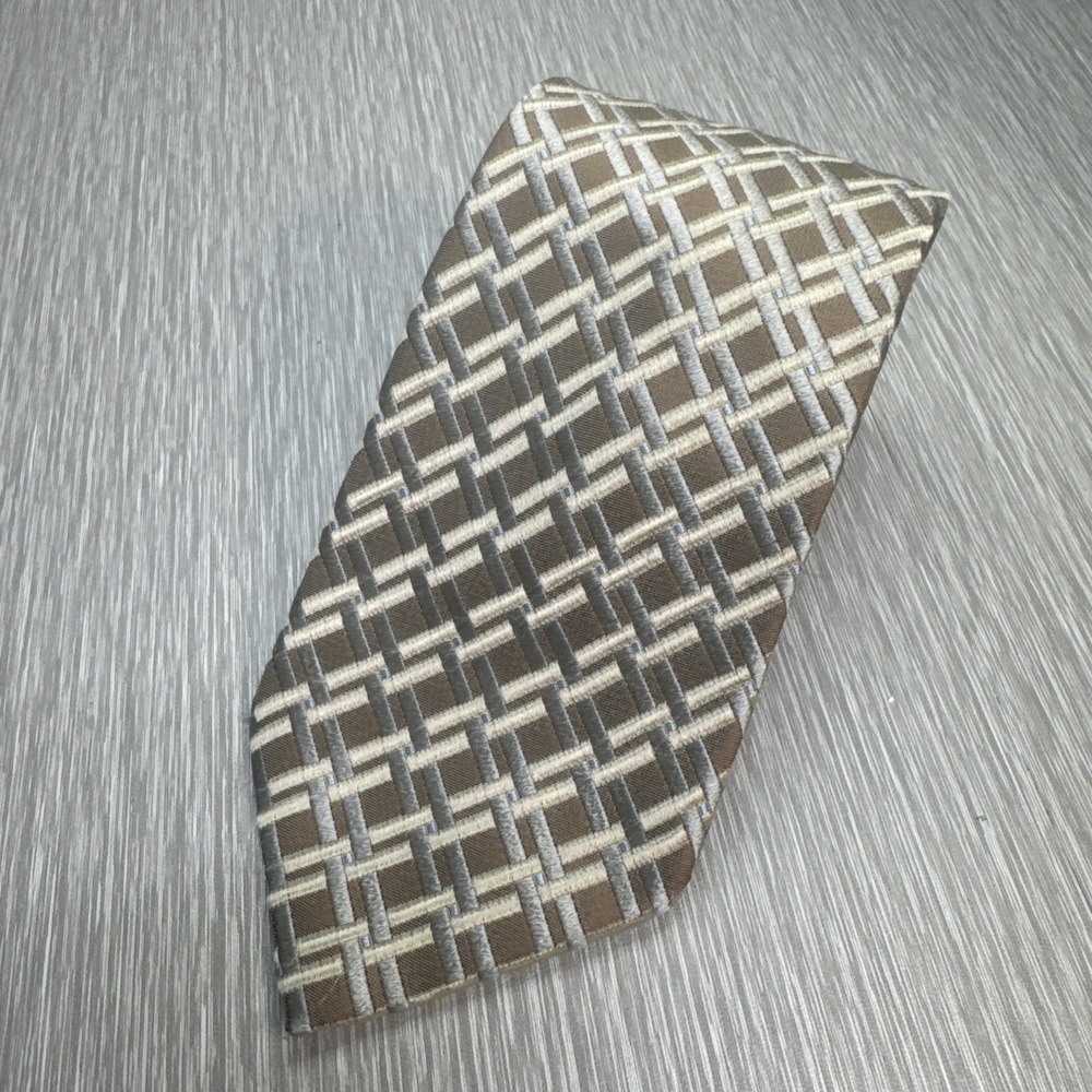 Ermenegildo Zegna Silk Geometric‎ Pattern Tie Made in Italy Neiman Marcus